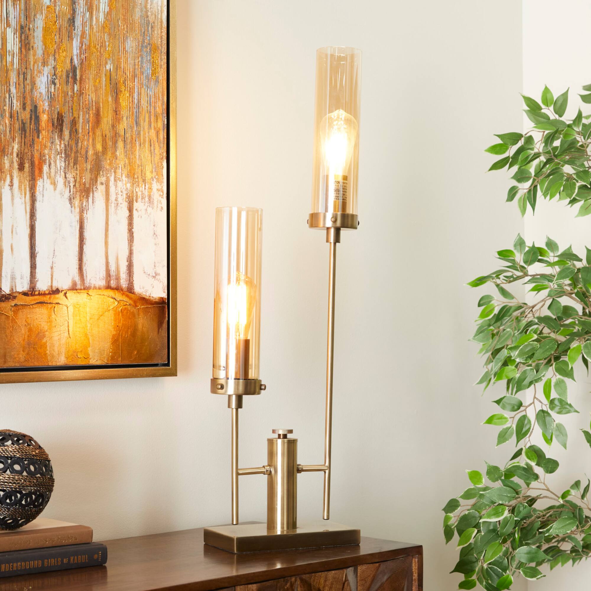 Silver Iron Modern Accent Lamp, 33" x 9" x 5"